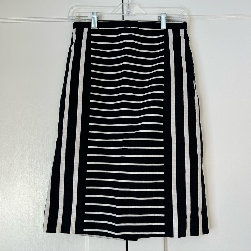 J. Crew No. 2 Black And White Striped Pencil Skirt Size 2